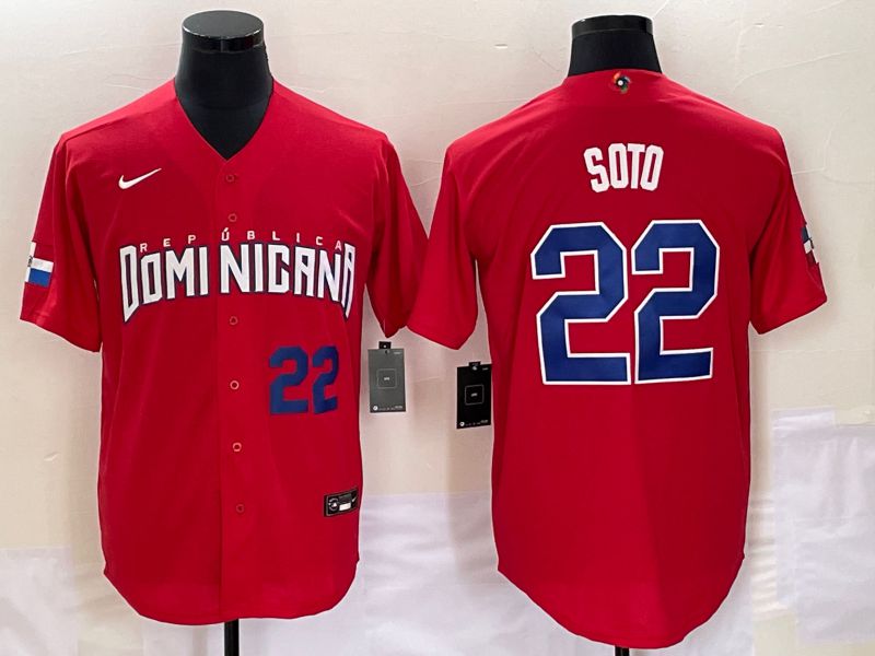 Men 2023 World Cub Dominicana 22 Soto Red Nike MLB Jersey